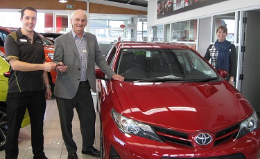 An exciting day as the team of Tasman Toyota handed the keys for this shiny Toyota Corolla to Kevin Nielsen, CEO Hospice Taranaki.