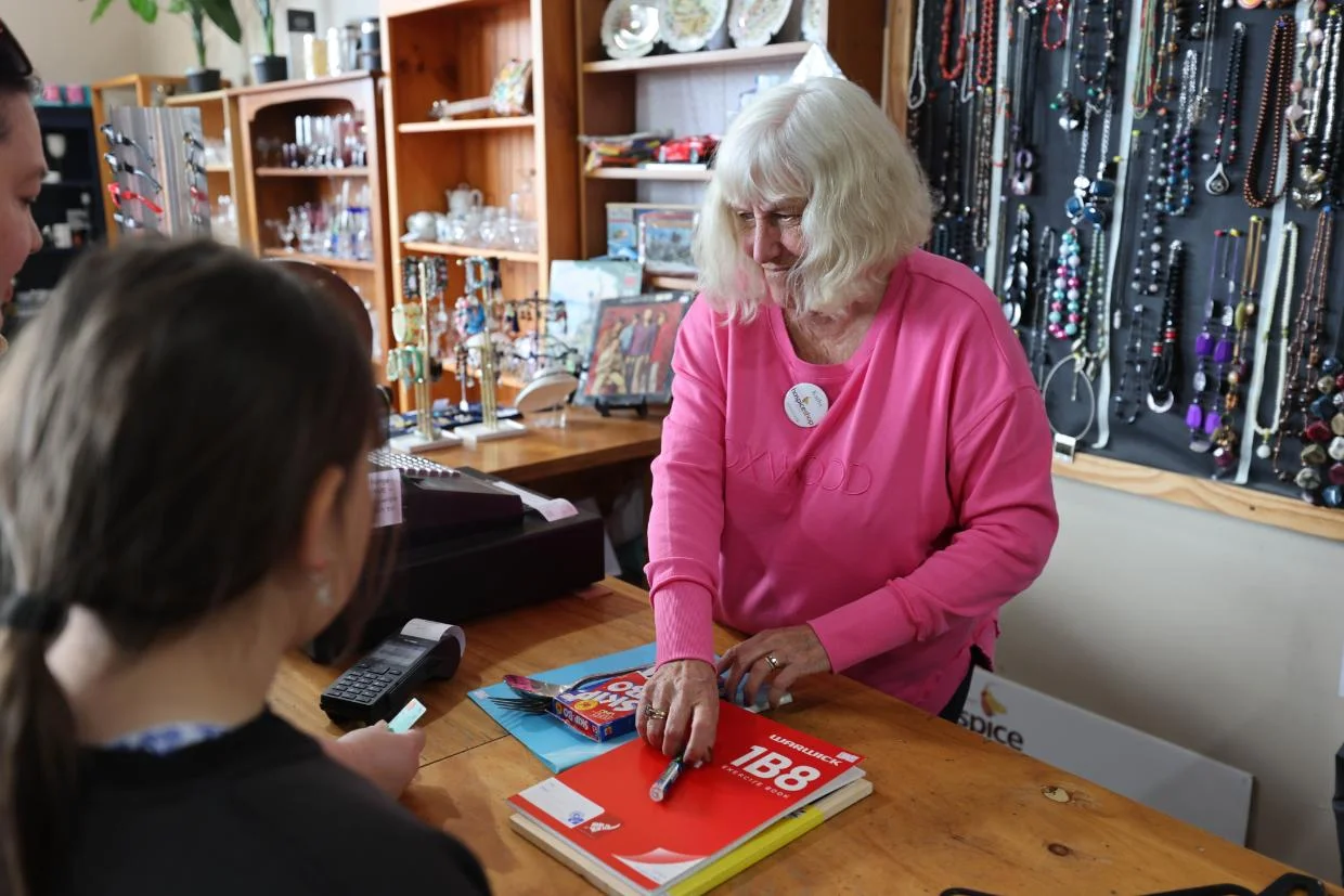 Waiwhakaiho HospiceShop with volunteer Kathy Smith 9.10.24 photo by Taranaki Daily News Dan Nganeko